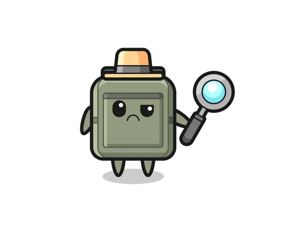 Mascota Bolsa Escuela Linda Como Detective Lindo Diseño — Vector de stock