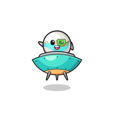 Geleceğin uzay gemisine binen mermer oyuncak çizgi filmi, şirin bir tasarım.