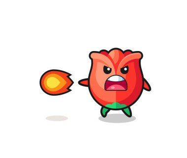 Şirin gül maskotu ateş gücü, şirin tasarım.