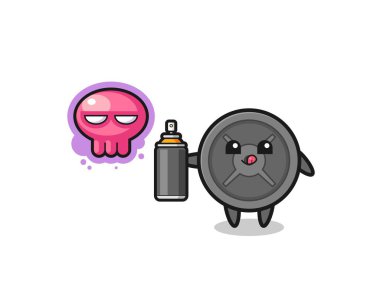 Halter plakalı karikatür. Sprey boyalı bir graffiti yap. Hoş bir tasarım.