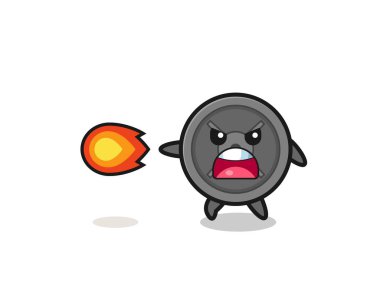 Şirin halter plakalı maskot ateş gücü kullanıyor, şirin tasarım.