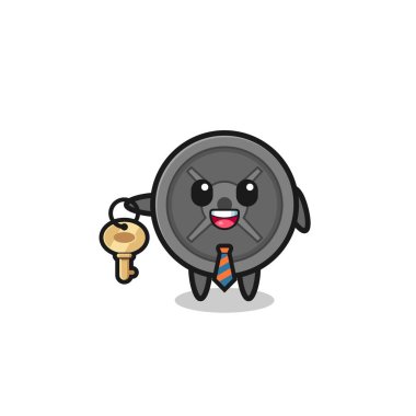 Emlakçı maskotu olarak şirin halter plakası, şirin tasarım.