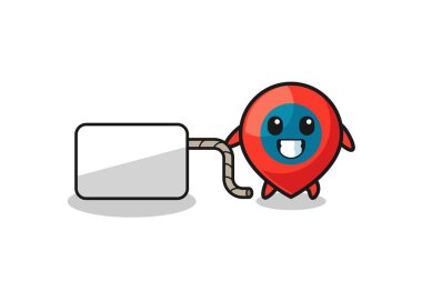 konum sembolü çizgi film şirin bir tasarım pankartı çekiyor