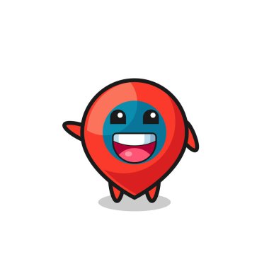 Mutlu konum sembolü şirin maskot karakteri, şirin tasarım