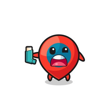 konum sembolü maskot astım sahip astım tutarken, şirin tasarım