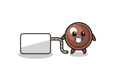 tapyoka inci karikatürü bir afiş çekiyor, şirin bir tasarım.