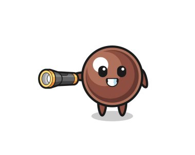 tapyoka inci maskot elinde el feneri, şirin tasarım