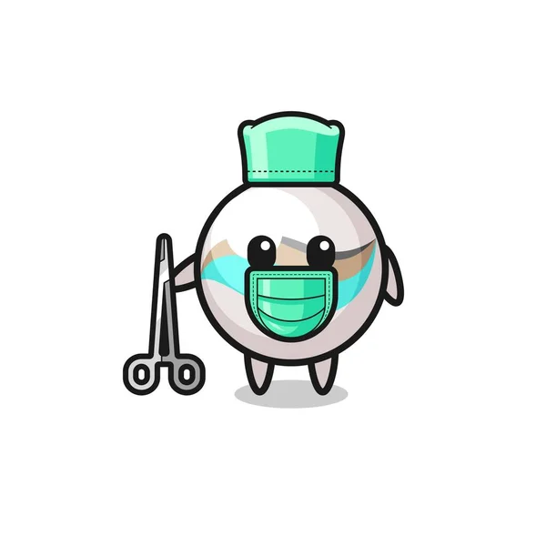 Cirurgião Brinquedo Mármore Mascote Personagem Design Bonito — Vetor de Stock
