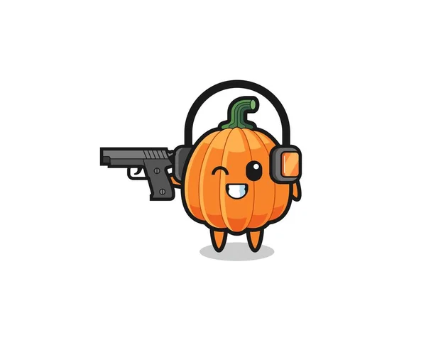 Illustration Pumpkin Cartoon Doing Shooting Range — Stock Vector