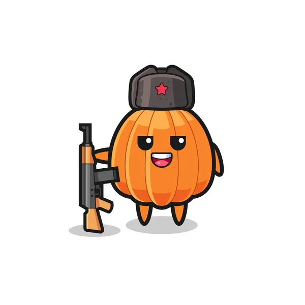 Cute Pumpkin Cartoon Russian Army — Stock Vector