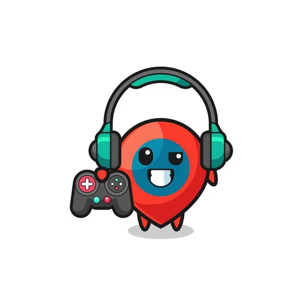 Símbolo Ubicación Gamer Mascota Celebración Controlador Juego Lindo Diseño — Vector de stock