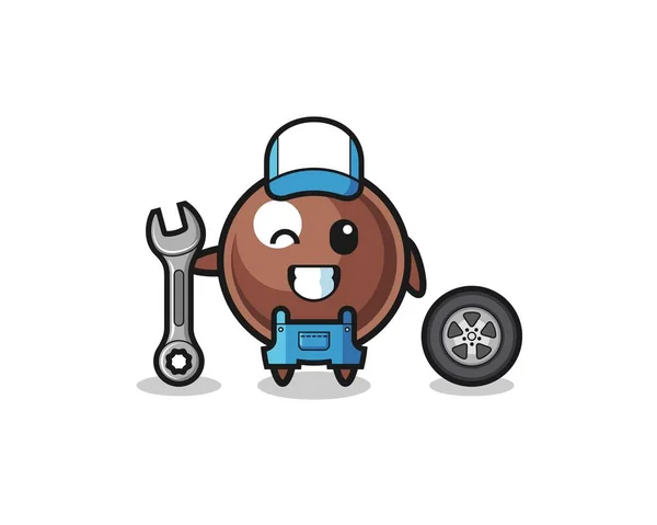 Tapioca Pearl Character Mechanic Mascot Cute Design — Stock Vector