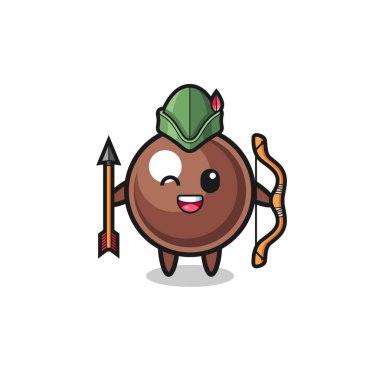 tapioca inci karikatürü ortaçağ okçu maskotu, şirin tasarım