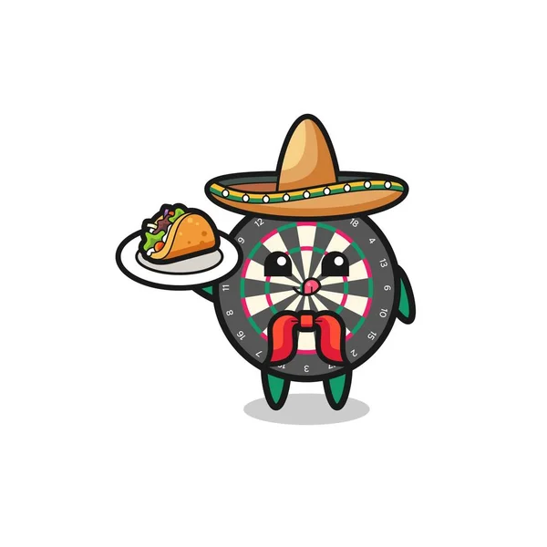 Darttavla Mexikansk Kock Maskot Håller Taco Söt Design — Stock vektor