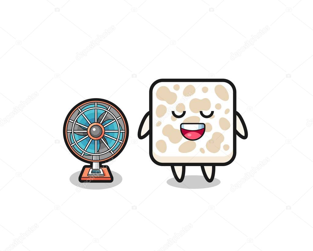 cute tempeh is standing in front of the fan , cute design
