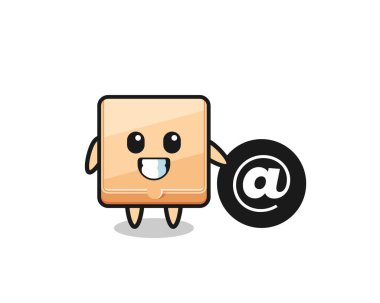 Pizza kutusunun çizgi film çizimi Sembolün yanında duruyor, şirin tasarım