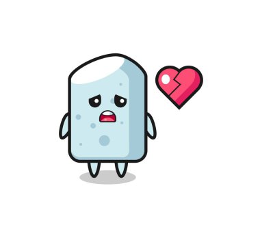 Tebeşir karikatürü çizimi kırık kalp, şirin tasarım