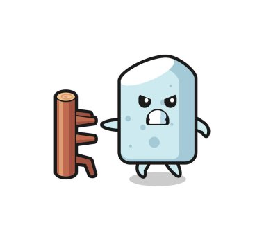 Bir karate dövüşçüsü olarak tebeşir çizgi filmi çizimi, şirin bir tasarım.