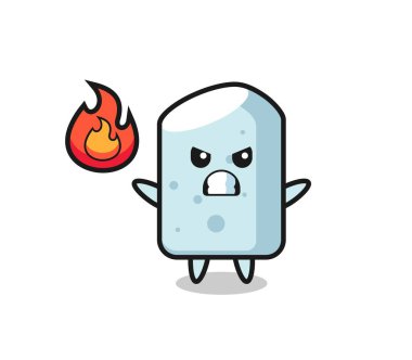 Tebeşir karakteri karikatürü kızgın jest, şirin tasarım