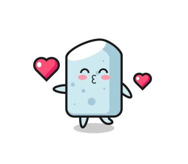 Öpücük jestli tebeşir karakteri, şirin tasarım.