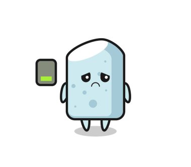 tebeşir maskotu yorgun bir jest yapıyor, şirin bir tasarım.