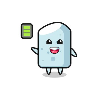 tebeşir maskot karakteri enerjik bir jest, şirin bir tasarım