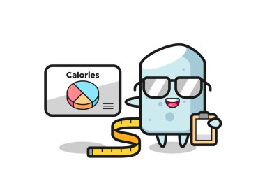 Tebeşir maskotunun diyetçi, şirin bir tasarım olduğu tasviri