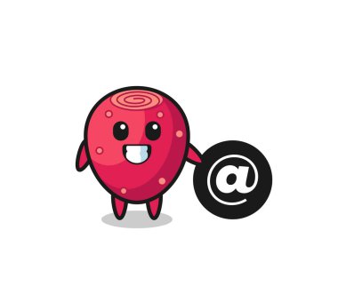 Çizgi film tasarımı dikenli armut sembolün yanında duruyor, şirin tasarım