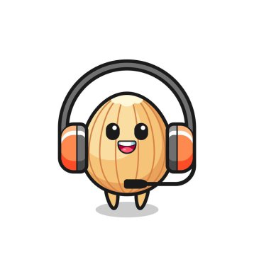 Müşteri servisi olarak Badem 'in çizgi film maskotu, şirin tasarım.