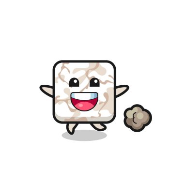 Mutlu seramik karikatür. Koşu pozu, şirin tasarım.