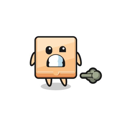 Pizza kutusu karikatürünün osuruk çizimi, şirin tasarım.