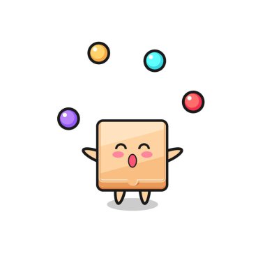 Pizza kutusu sirk çizgi filmi, top hokkabazlığı, şirin tasarım.