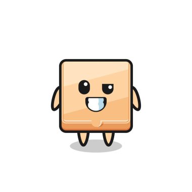 İyimser yüzlü, şirin bir pizza kutusu maskotu.