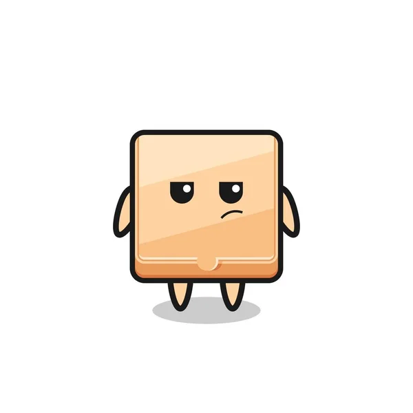 Lindo Personaje Caja Pizza Con Expresión Sospechosa Lindo Diseño — Vector de stock