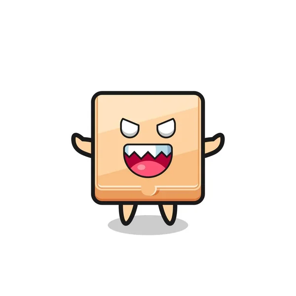 邪恶比萨饼盒吉祥物的形象 可爱的设计 — 图库矢量图片