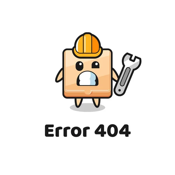 错误404与可爱比萨饼盒吉祥物 可爱的设计 — 图库矢量图片