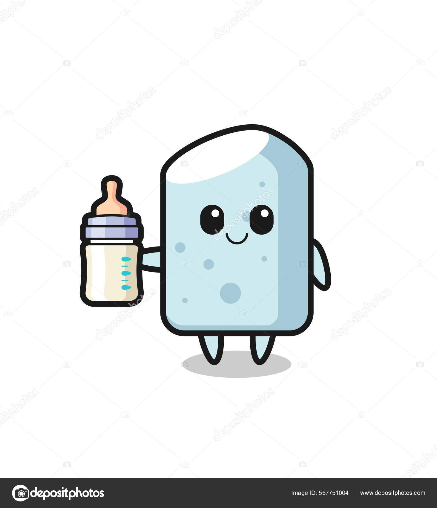 Baby Chalk Cartoon Character Milk Bottle Cute Design Stock Vector Image by  ©@ #557751004