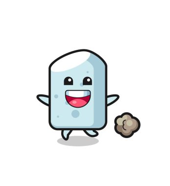 Koşu pozlu mutlu tebeşir çizgi filmi, şirin tasarım.