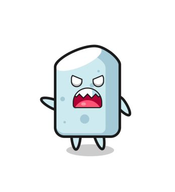 Güzel tebeşir karikatürü, çok kızgın bir poz, şirin bir tasarım.