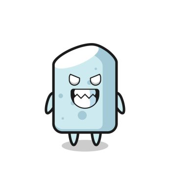 Sevimli maskot karakterinin şeytani ifadesi, şirin tasarım.