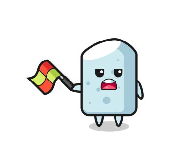 Çizgi film yargıcı olarak bayrağı 45 derecelik açıyla kaldır, şirin tasarım.