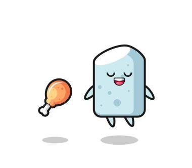 Tatlı tebeşir yüzüyor ve cezbedici çünkü kızarmış tavuk, şirin tasarım