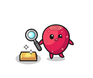 Armut dikenli karakter altın külçesinin gerçekliğini kontrol ediyor, şirin tasarım.