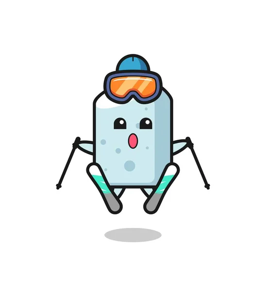 Personagem Mascote Giz Como Jogador Esqui Design Bonito —  Vetores de Stock