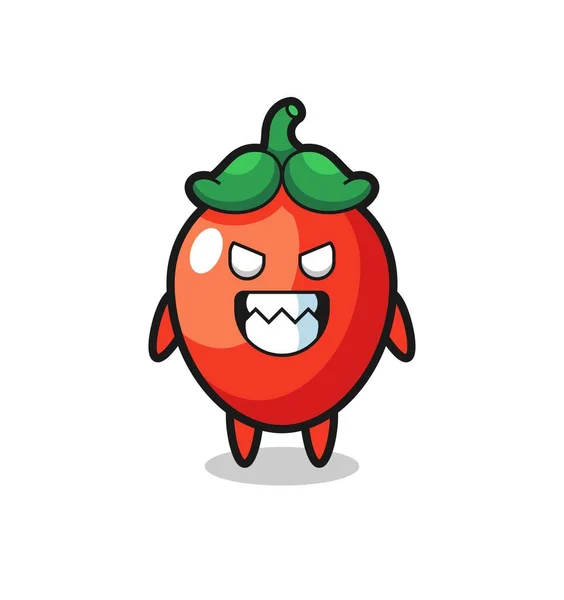 Expressão Mal Chili Pimenta Bonito Mascote Characte — Vetor de Stock