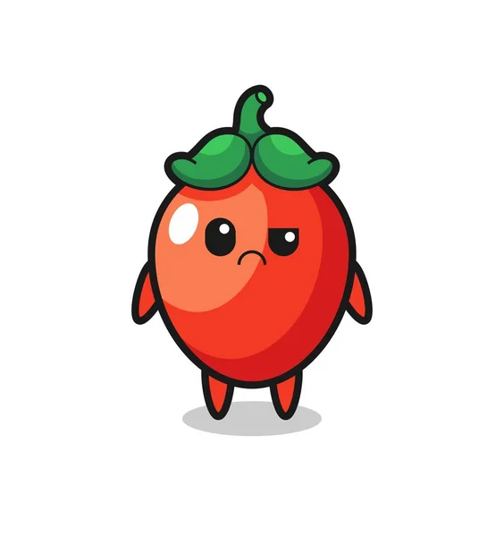 Mascot Chili Pepper Sceptical Fac — Stock Vector