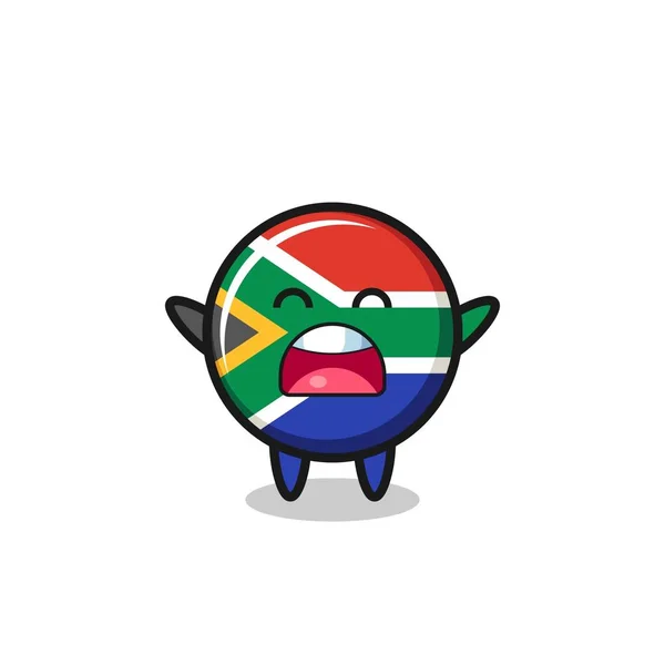 Cute South Africa Flag Mascot Yawn Expression Cute Design — Stock Vector