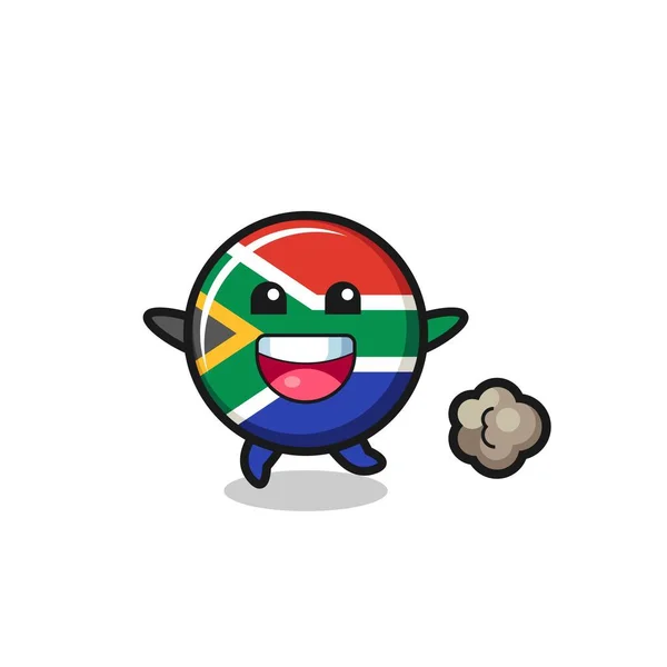 Happy South Africa Flag Cartoon Running Pose Cute Design — Stock Vector
