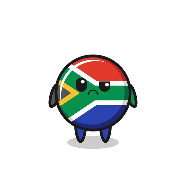 Mascot South Africa Flag Sceptical Face Cute Design — Stock Vector