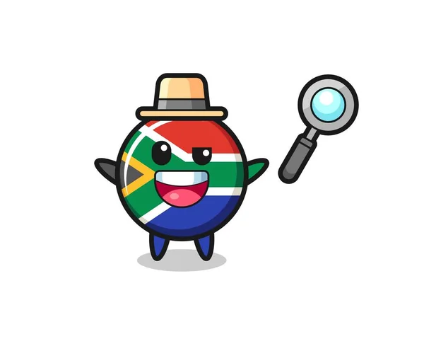 Illustration South Africa Flag Mascot Detective Who Manages Solve Case — Stock Vector